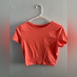 Salmon hot pink crop top